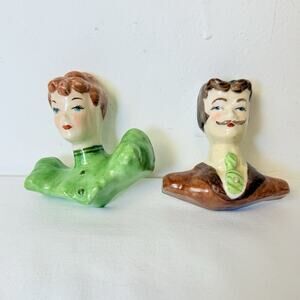 Vtg Chalk Ware Ma & Pa All Hangings 50’s Kitsch Country